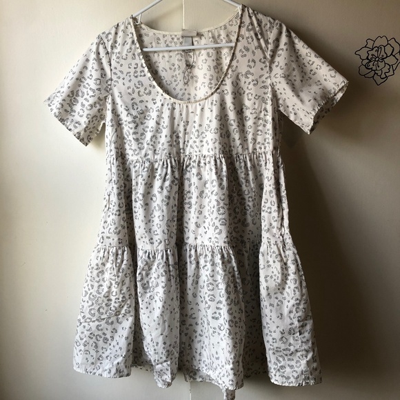 Cream Cheetah Print XSmall Dress Flutter Pockets Womens - Picture 1 of 7